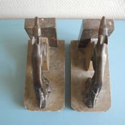 pair of art deco greyhound bookends bronze marble antique pair of bookends