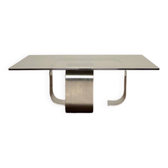 Naja coffee table by François Monnet vintage smoked glass 1970s