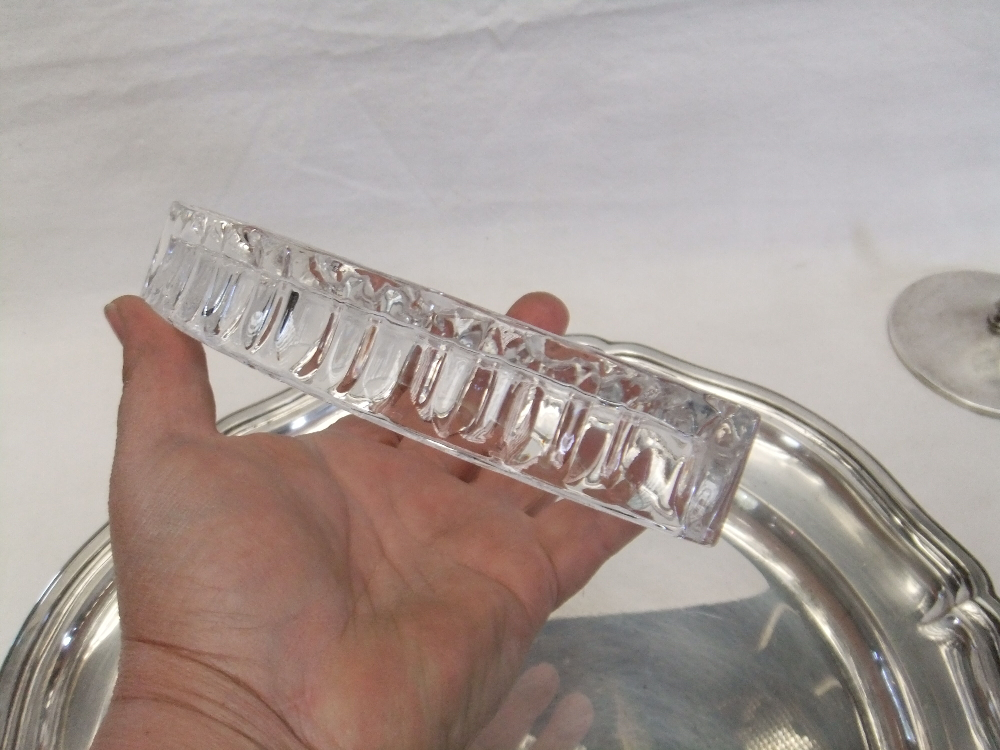 Table service silver metal crystal art deco top