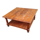 Table basse carré en sapin double plateau