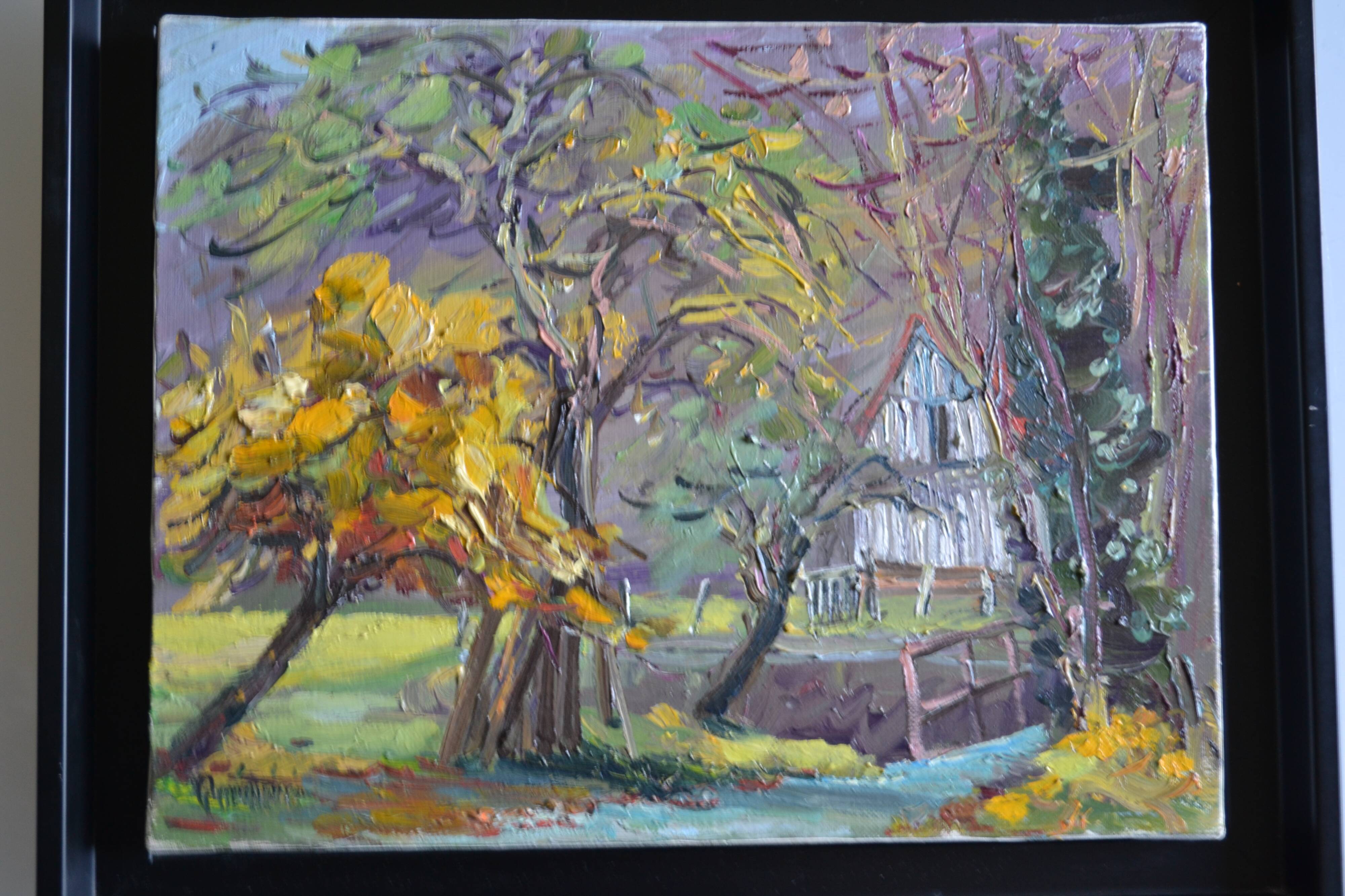Rural landscape painting HST signed and framed