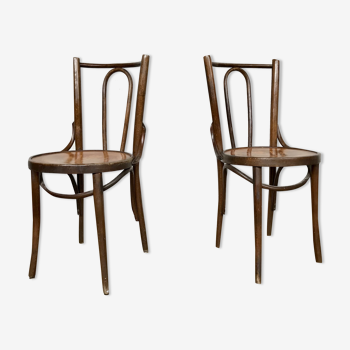 Paire de deux chaises bistrot ronde vintage