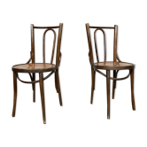 Paire de deux chaises bistrot ronde vintage