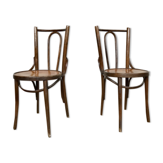 Paire de deux chaises bistrot ronde vintage