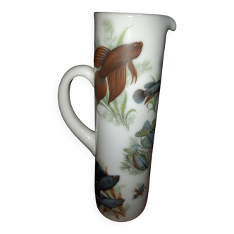 Orangeade pitcher in opaline - Fish decoration