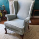 Parker Knoll chair retaped sky blue