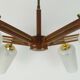 1960s mid century sputnik 8-light CHANDELIER teak brass glass ceiling light