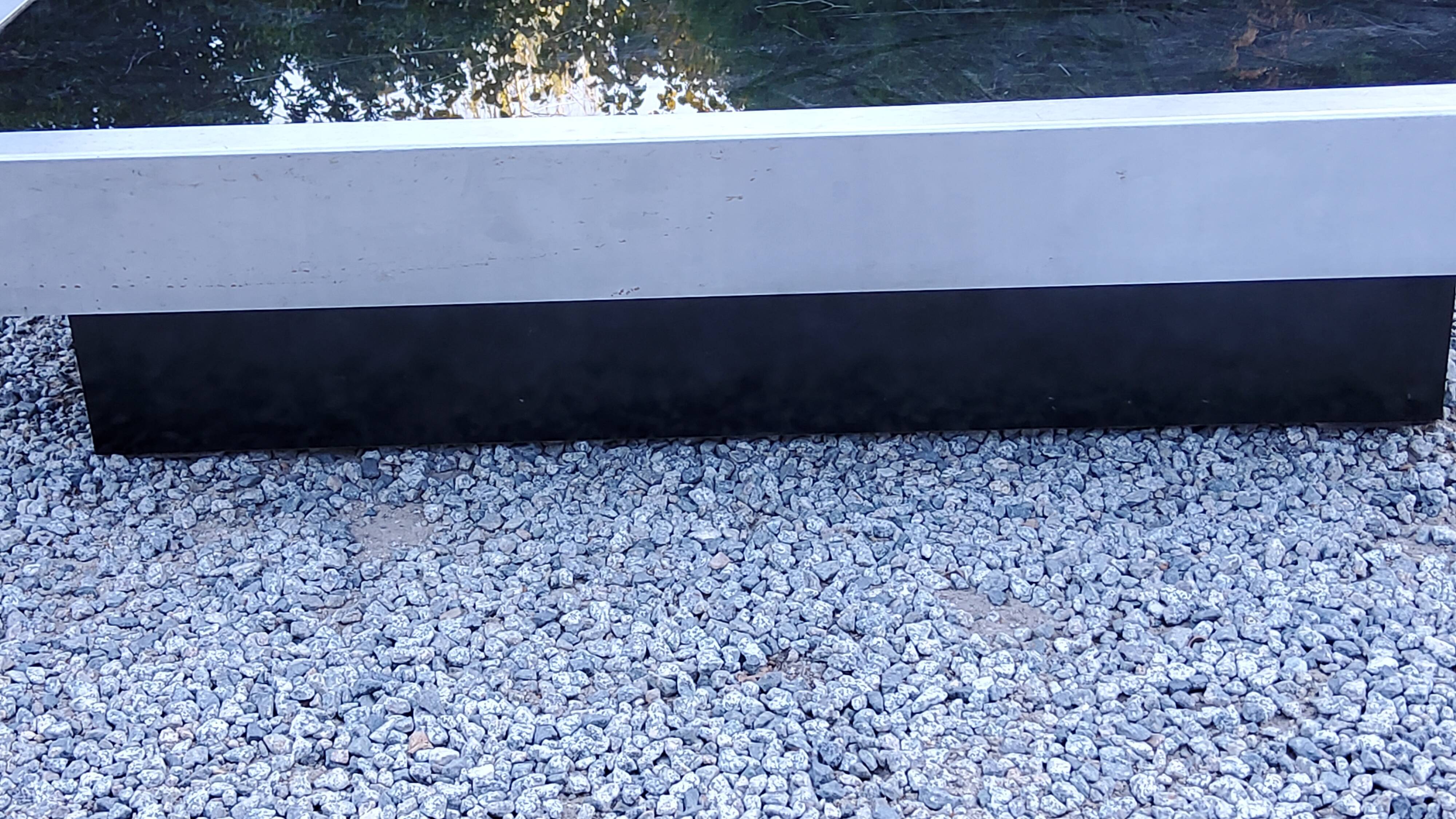Coffee table in brushed steel and black tinted glass from the 70s