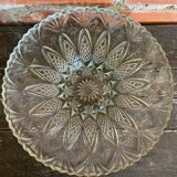 Coupe À Fruits Plat Ancien Verre Moulé & Taillé Vintage