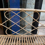 Rattan and bamboo bench 70s