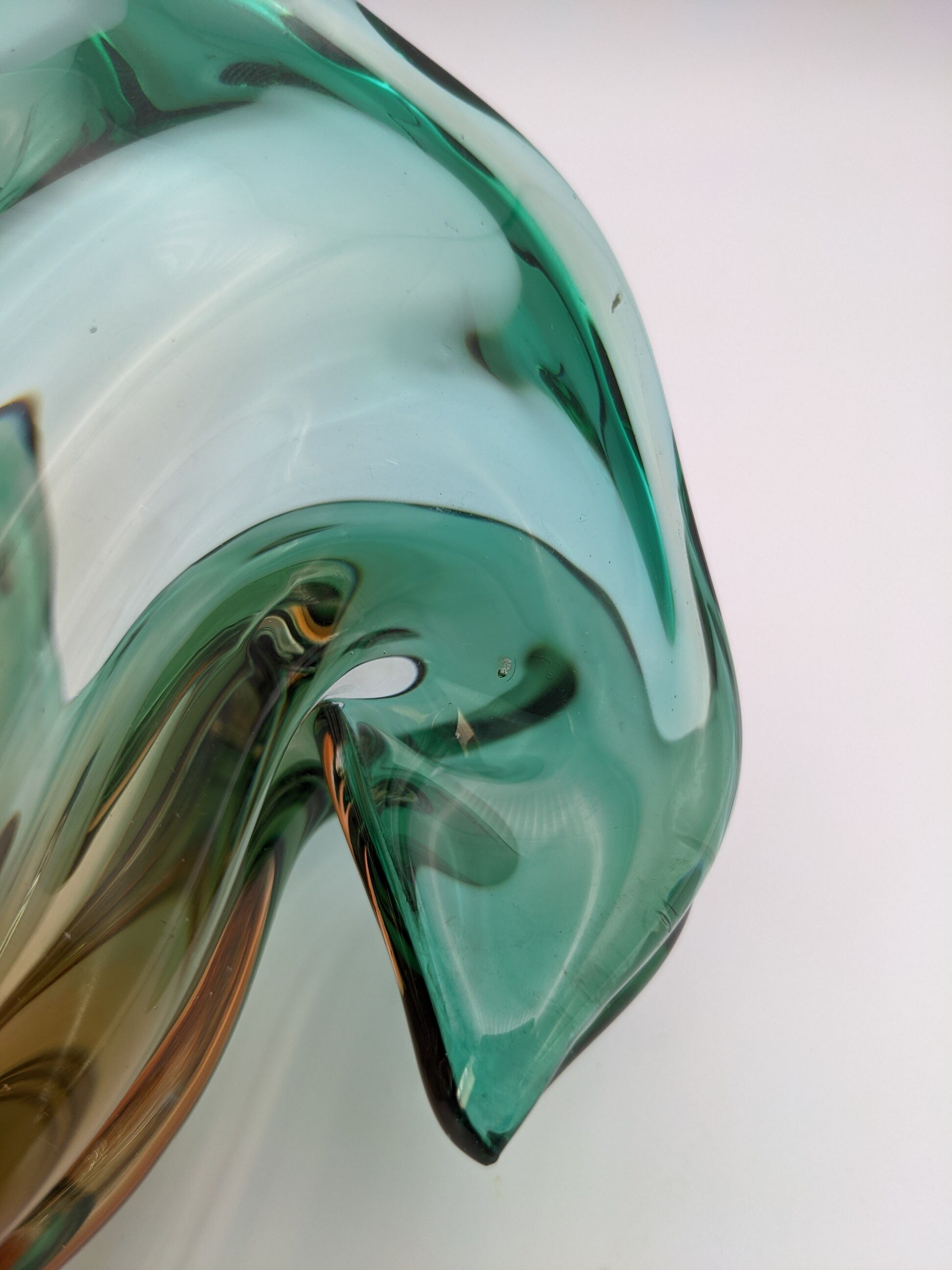 Vide-poche vase verre soufflé coquillage murano seguso bullicante