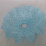 Suspension light with a sky blue glass shade from Clichy, snowflake shape.