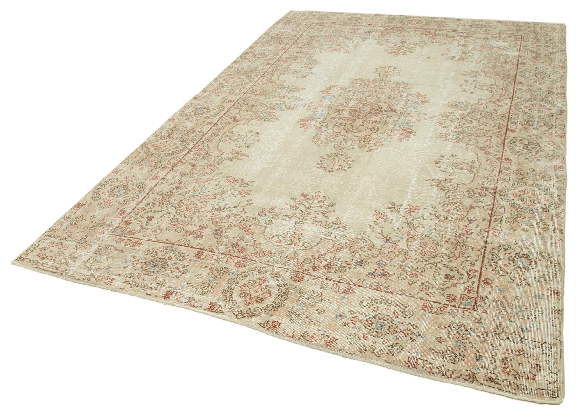 Hand-Knotted Decorative Turkish Beige Rug 189 cm x 291 cm