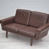 1970s, Danish 2-seater sofa, original brown leather.