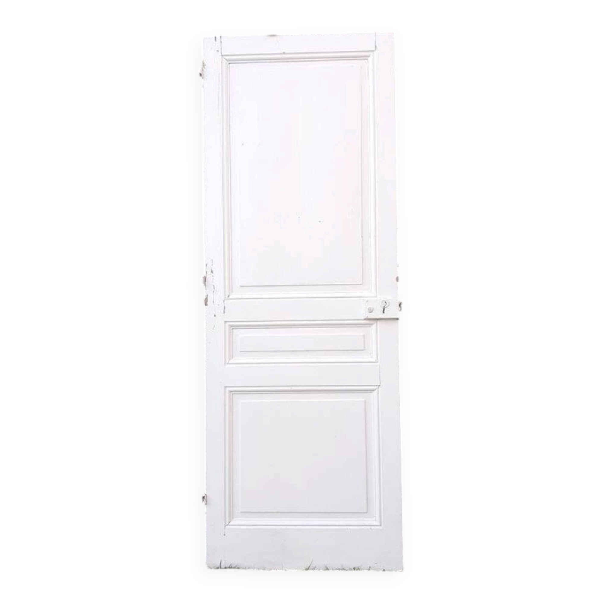 Communication door H220xW80.5cm, old panelled with moulding.