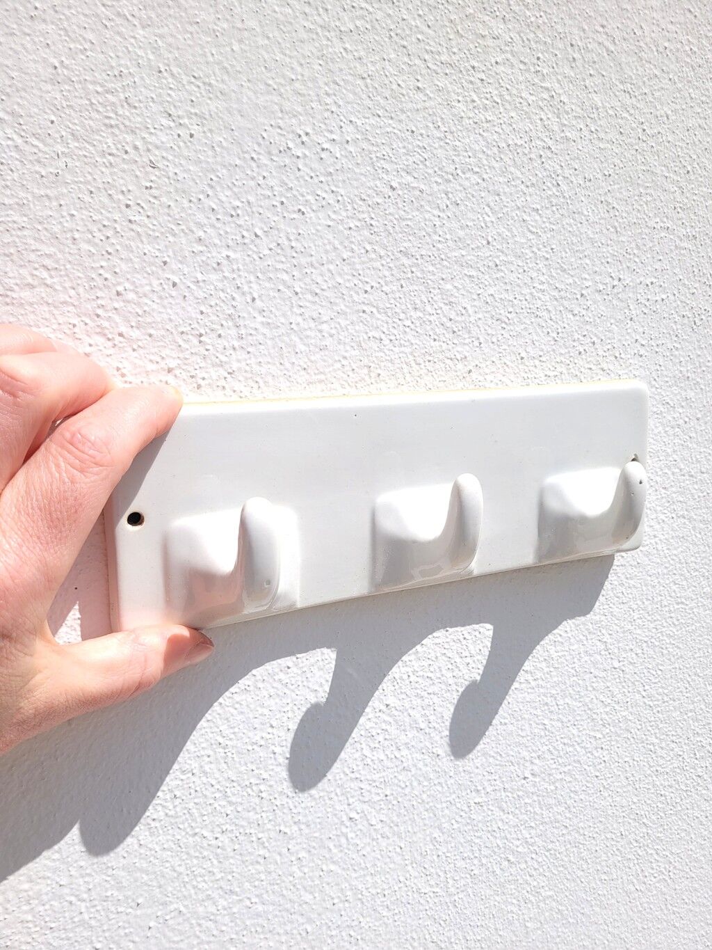 Antique white ceramic wall hook 3p