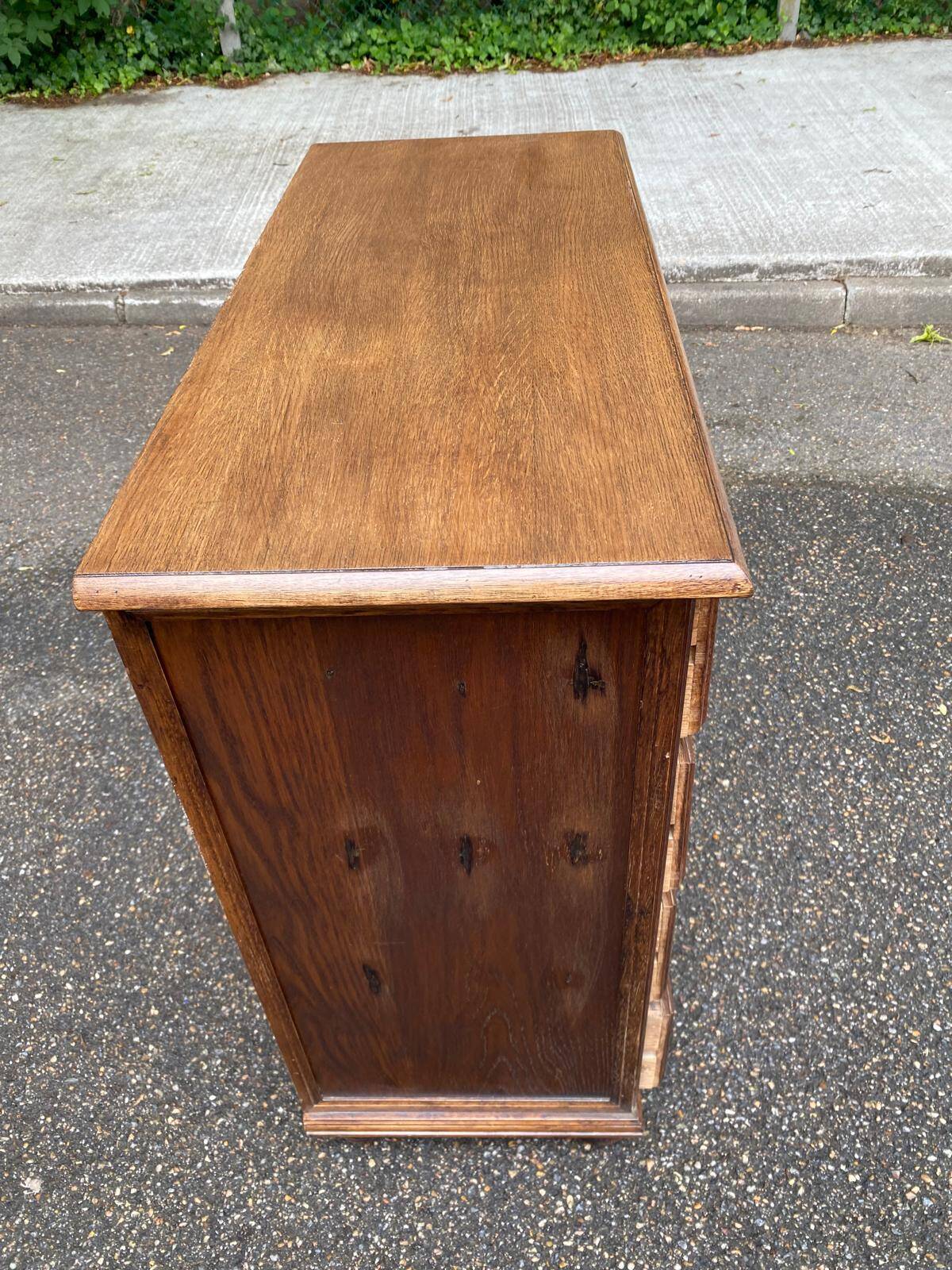 Vintage Louis XIV commode from the 1950s in dark oak.
