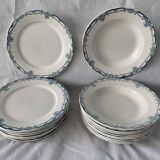 Service 20 plates and 3 dishes blue earthenware Vaucluse U-C Sarreguemines Digoin