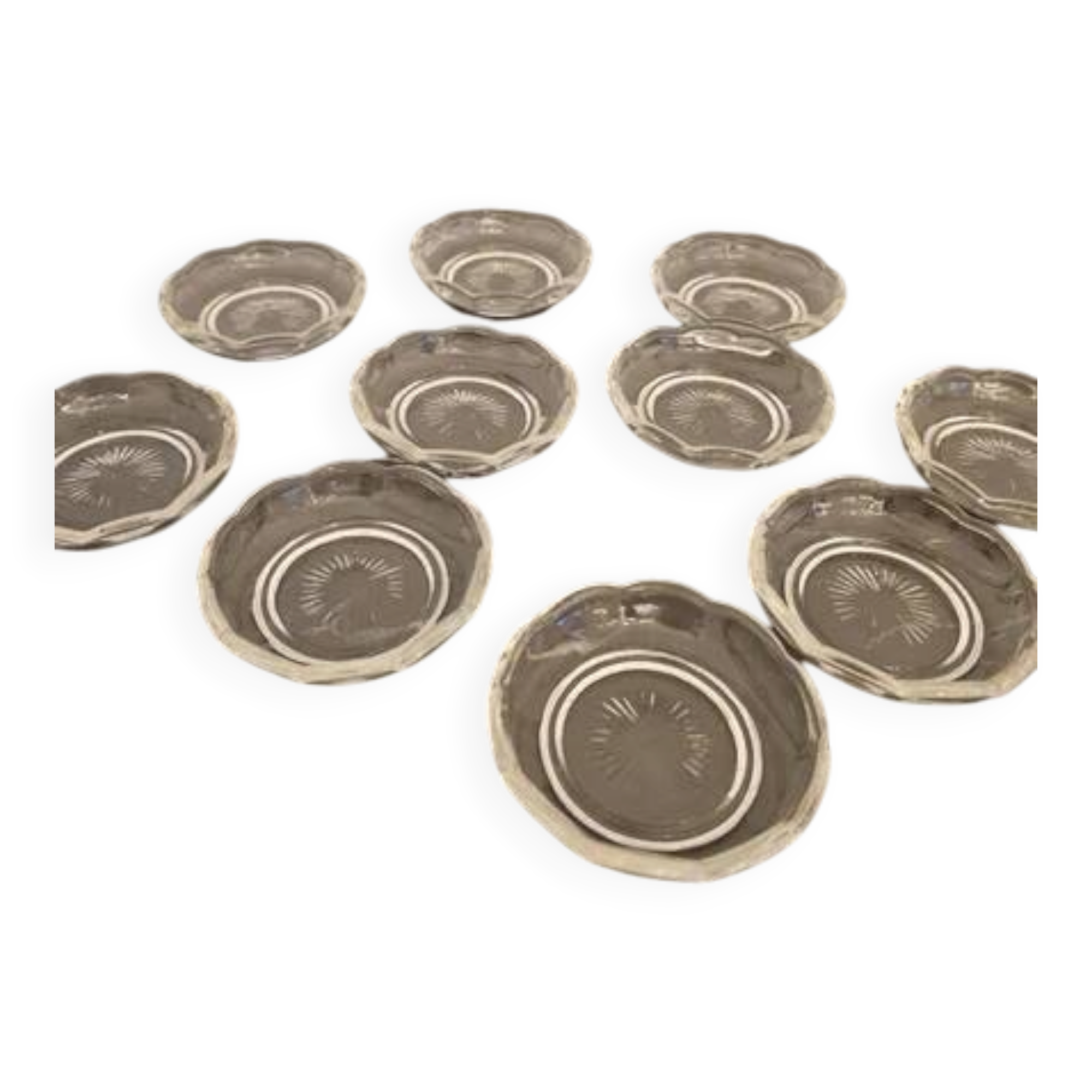 Set of 10 small crystal bowls from Val Saint Lambert.
