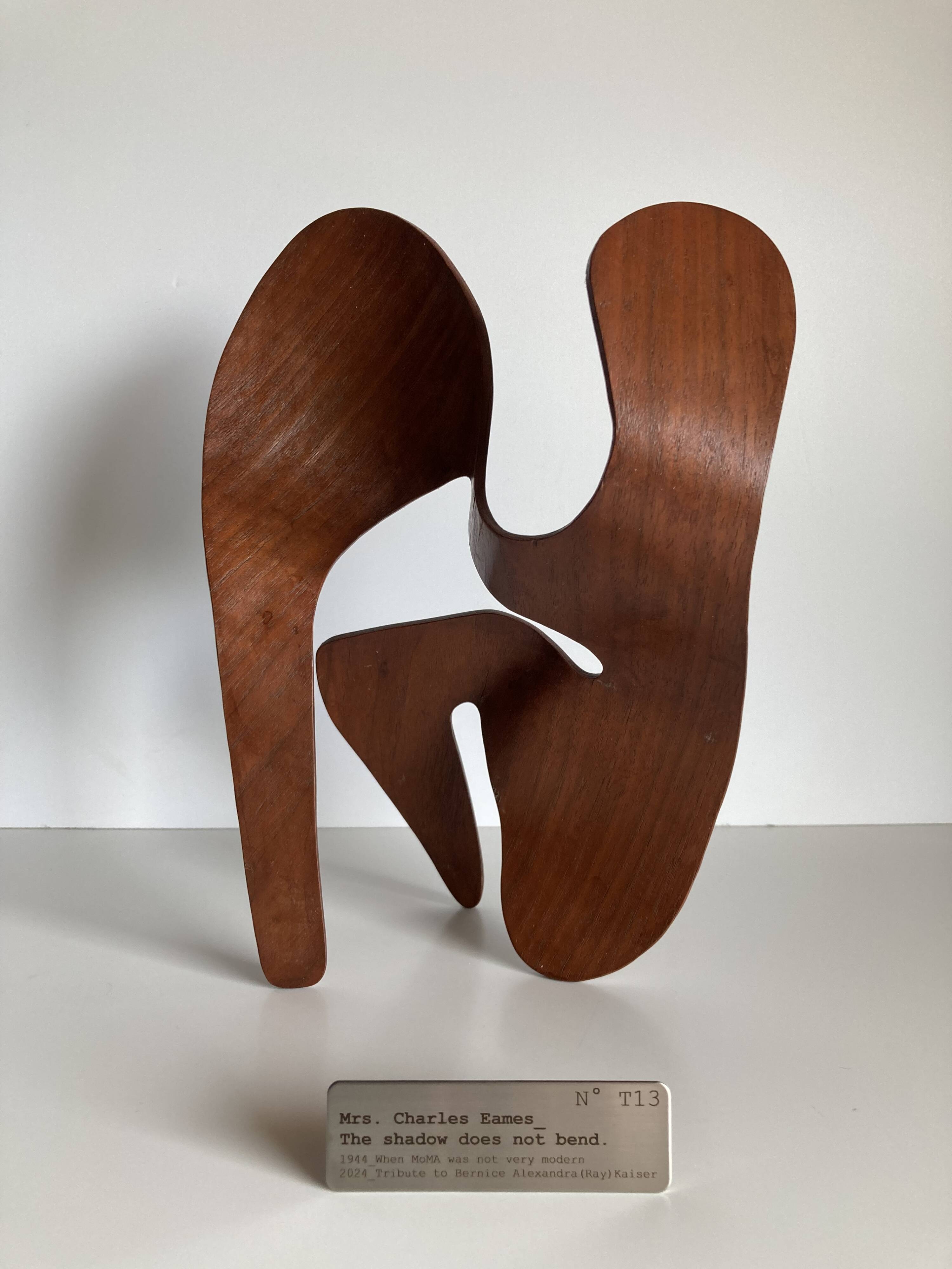 Mrs. Charles Eames_ The shadow does not bend, walnut plywood sculpture