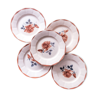 5 assiettes plates digoin sarreguemines