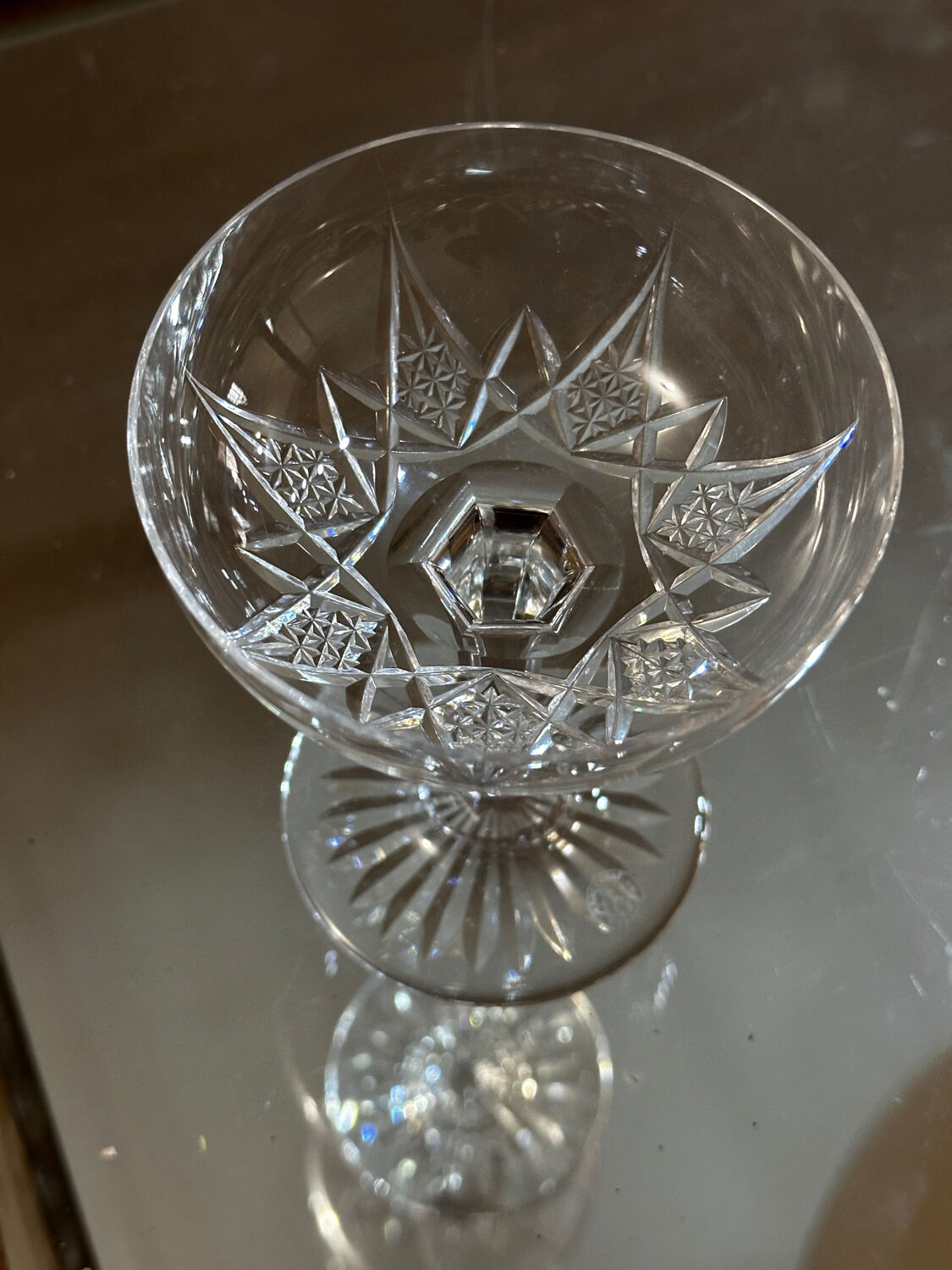 20 Crystal Champagne Coupes by Baccarat, Éperon model, before 1936.