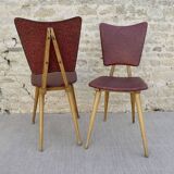 Pair of light wood chairs with Skai, around 1950.