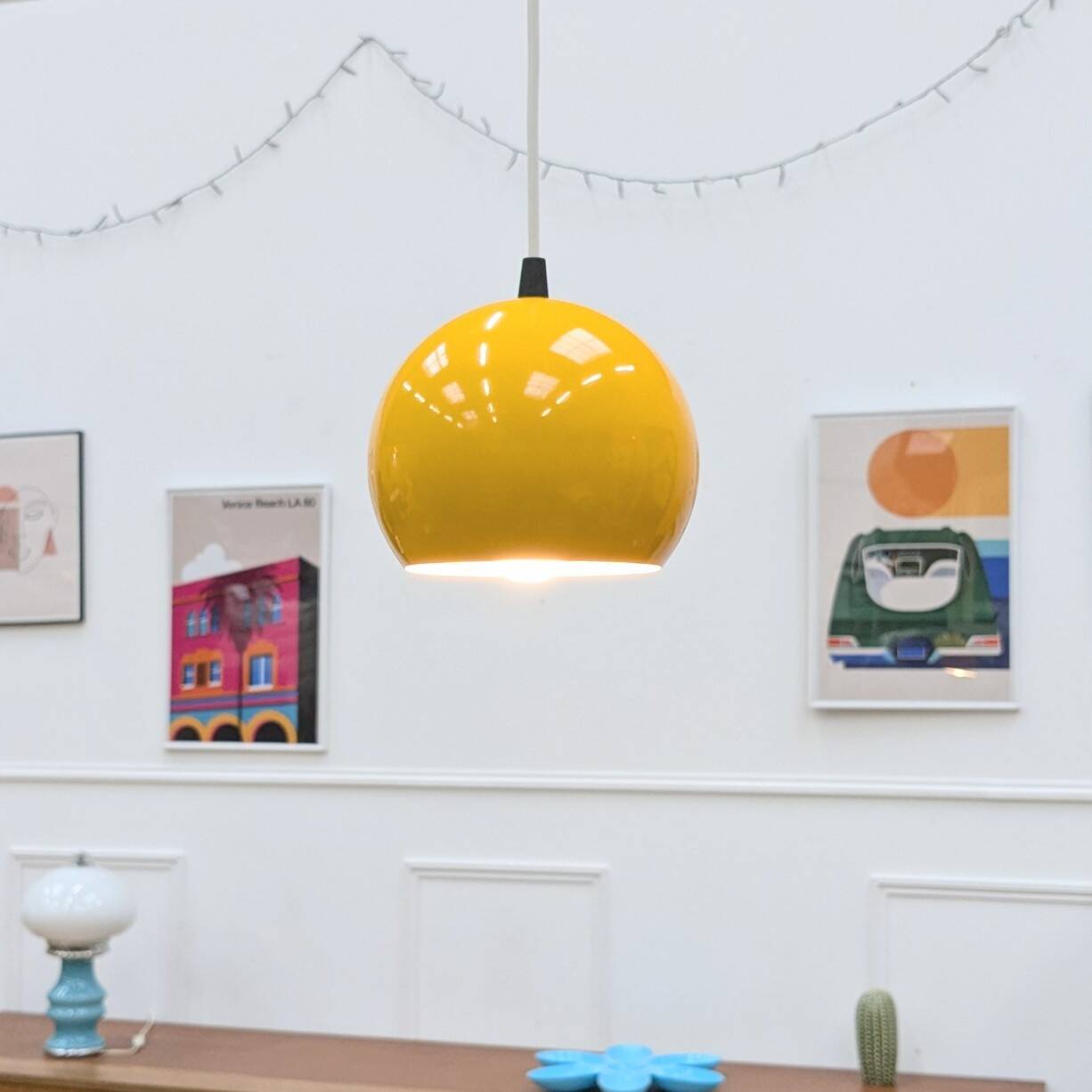 retro yellow portable lamp