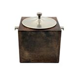 Mid-century brown parchment ice bucket, Aldo Tura Italy 1950s