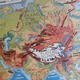 Vintage North America / Asia school physical map.