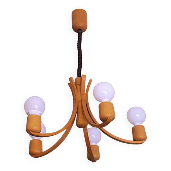 Chandelier à hauteur variable Domus avec 5 bras, Danemark années 1970