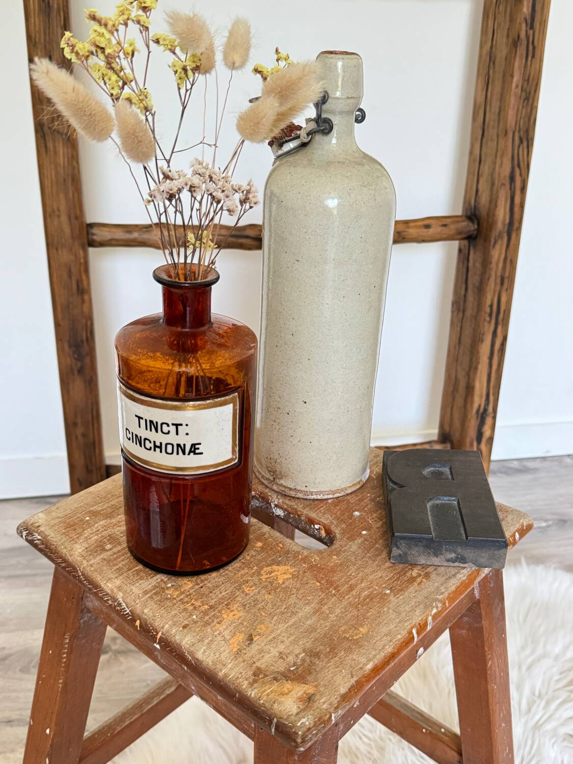 Old wooden painter's stool