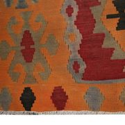 Vintage Red Orange  Kilim Rug 1980s Wool Tribal Flatweave 287 x 150 cm