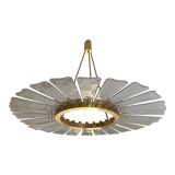 Contemporary Venied-White "Marguerite" Murano Style Glass Gold Chandelier