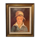 Portrait of the boy in the straw hat 70s/80s, signed