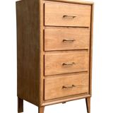 Chiffonnier pieds compas bois brut 1950