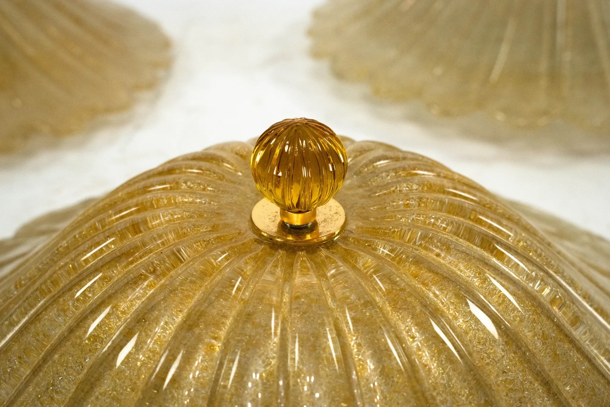 Set of three Large Italian Murano Glass Ceiling Lamps by Murano Due. Italy