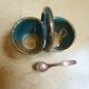 Salt and pepper shaker in gres Artceram Art Nouveau basket shape with spoon.