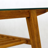 Wooden Coffee Table with Glass Top from Drevozpracujici Druzstvo, 1960s