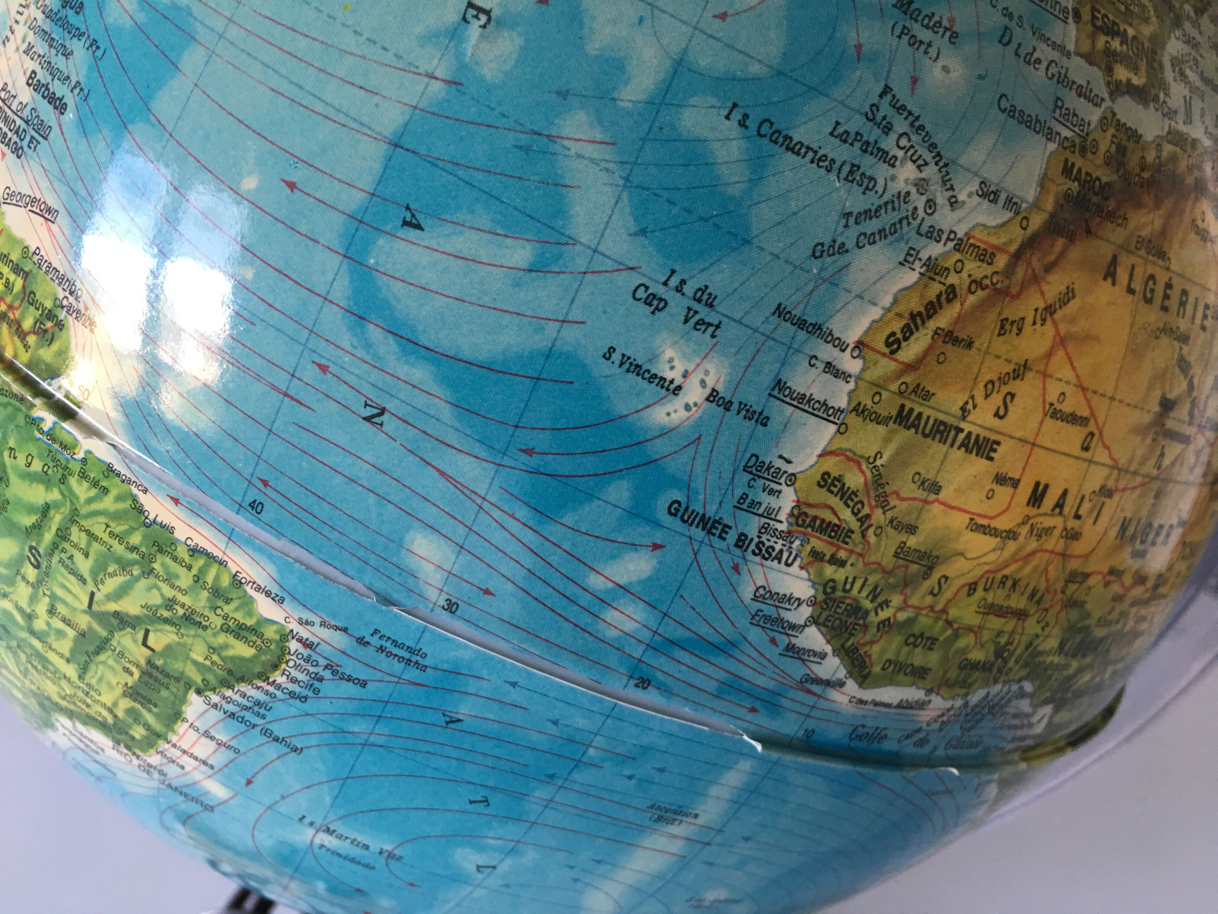 Mappemonde lumineuse années 70