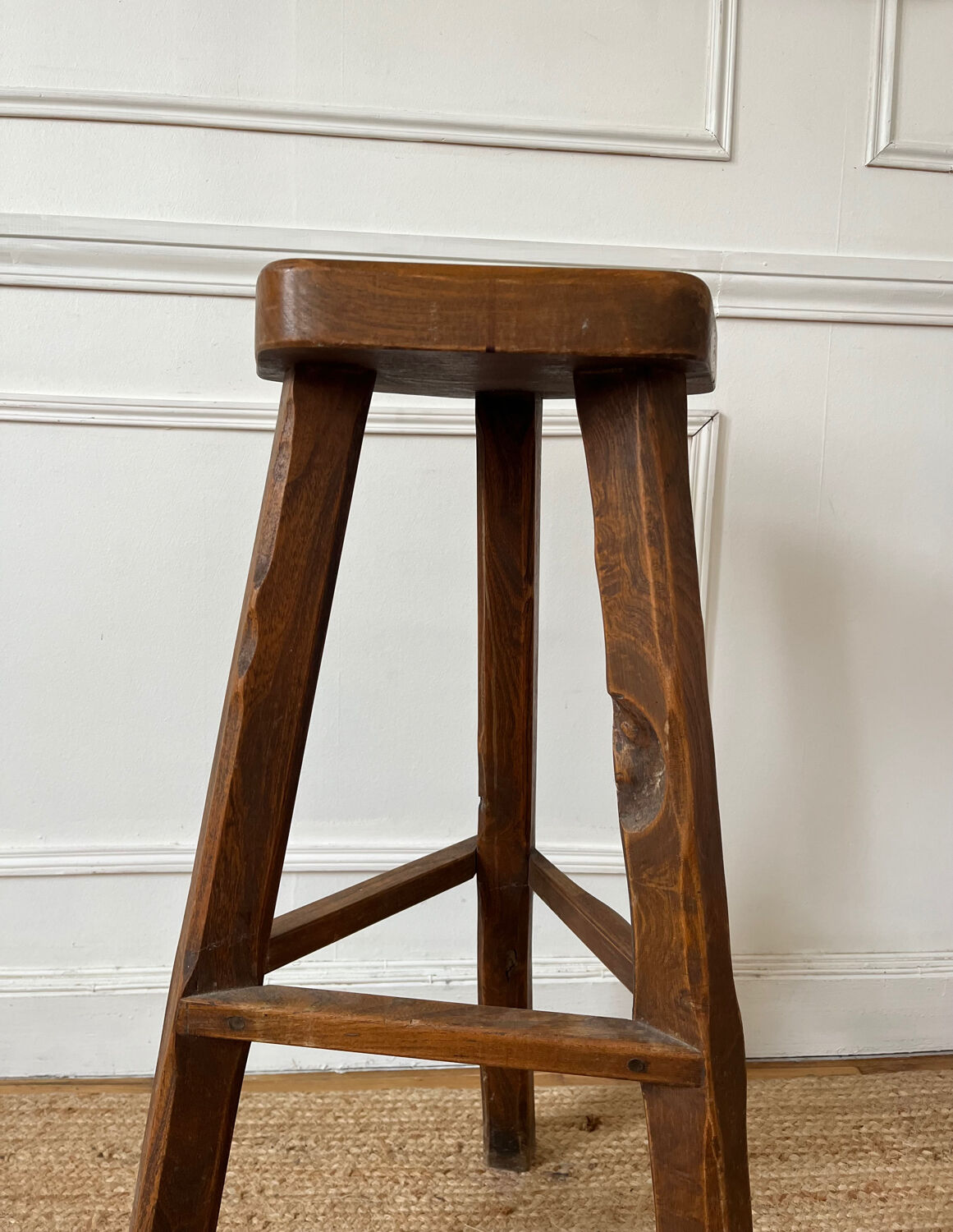 High stool in elm by Olavi Hanninen