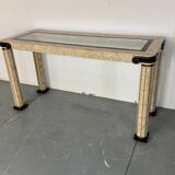 Console d'entrée vintage en travertin et laiton de style italien, années 1980