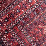 Handmade turkmen hachli vintage rug 142cm x 221cm 1960s