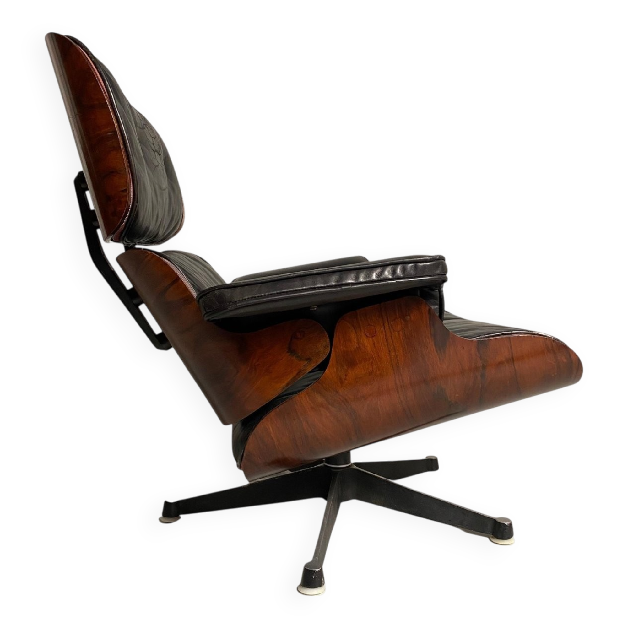 Lounge Chair in Black Leather attributed to Charles Eames for Herman Miller, 1956