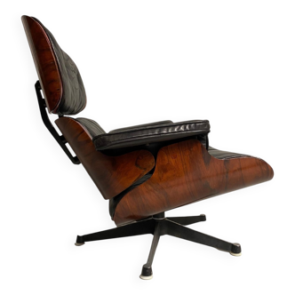 Lounge Chair in Black Leather attributed to Charles Eames for Herman Miller, 1956