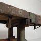 Wooden industrial workbench with vice, 194 cm long, 1930s.
