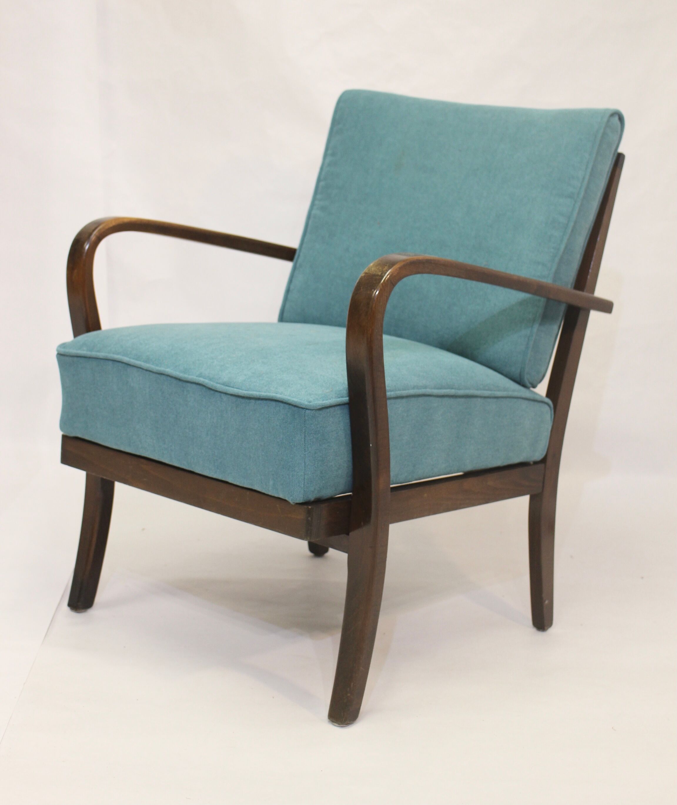 Art Deco curved wood armchair, 1950