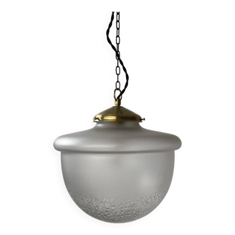 Ancienne lampe suspension demi-sphere xl art-deco vintage