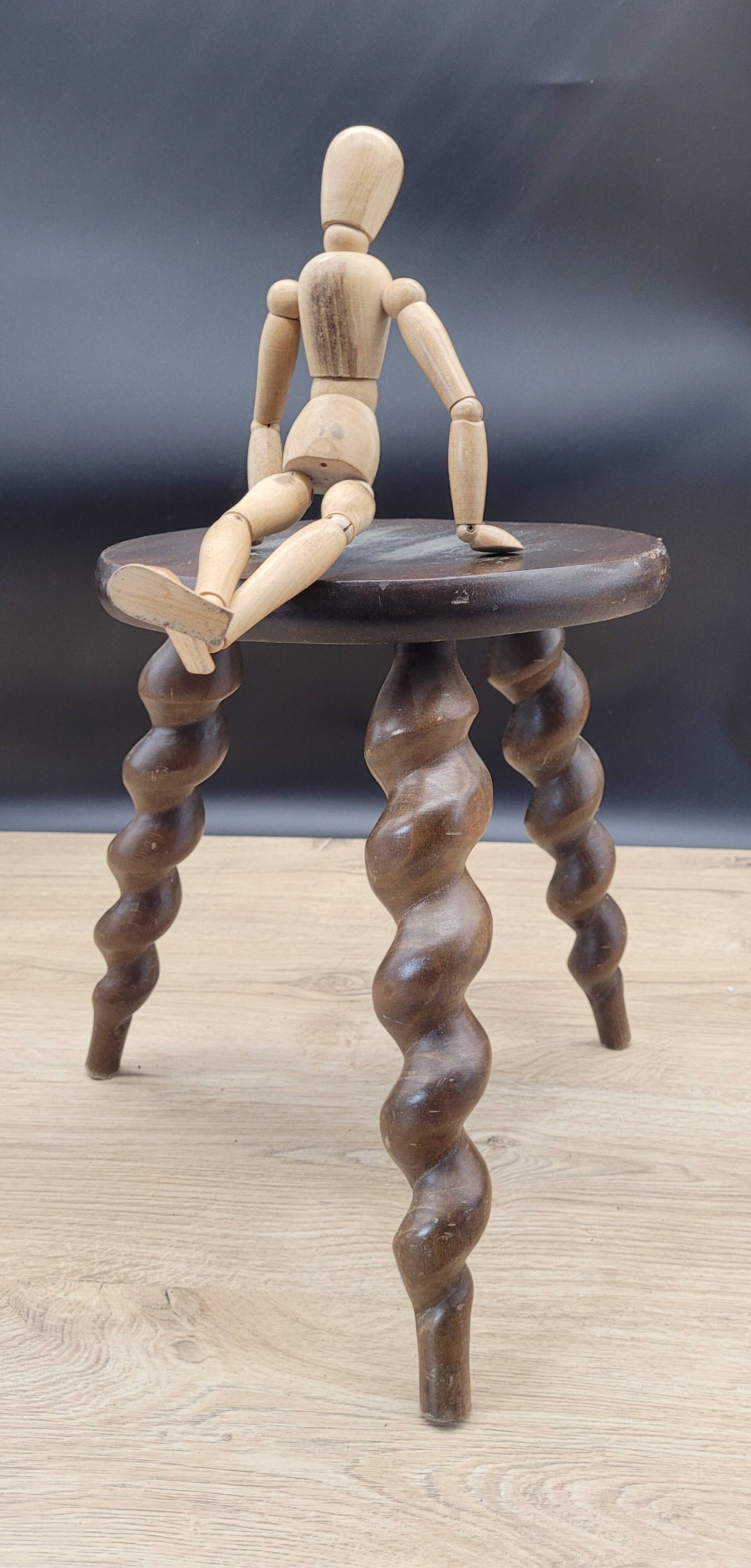 Tripod stool with turned legs