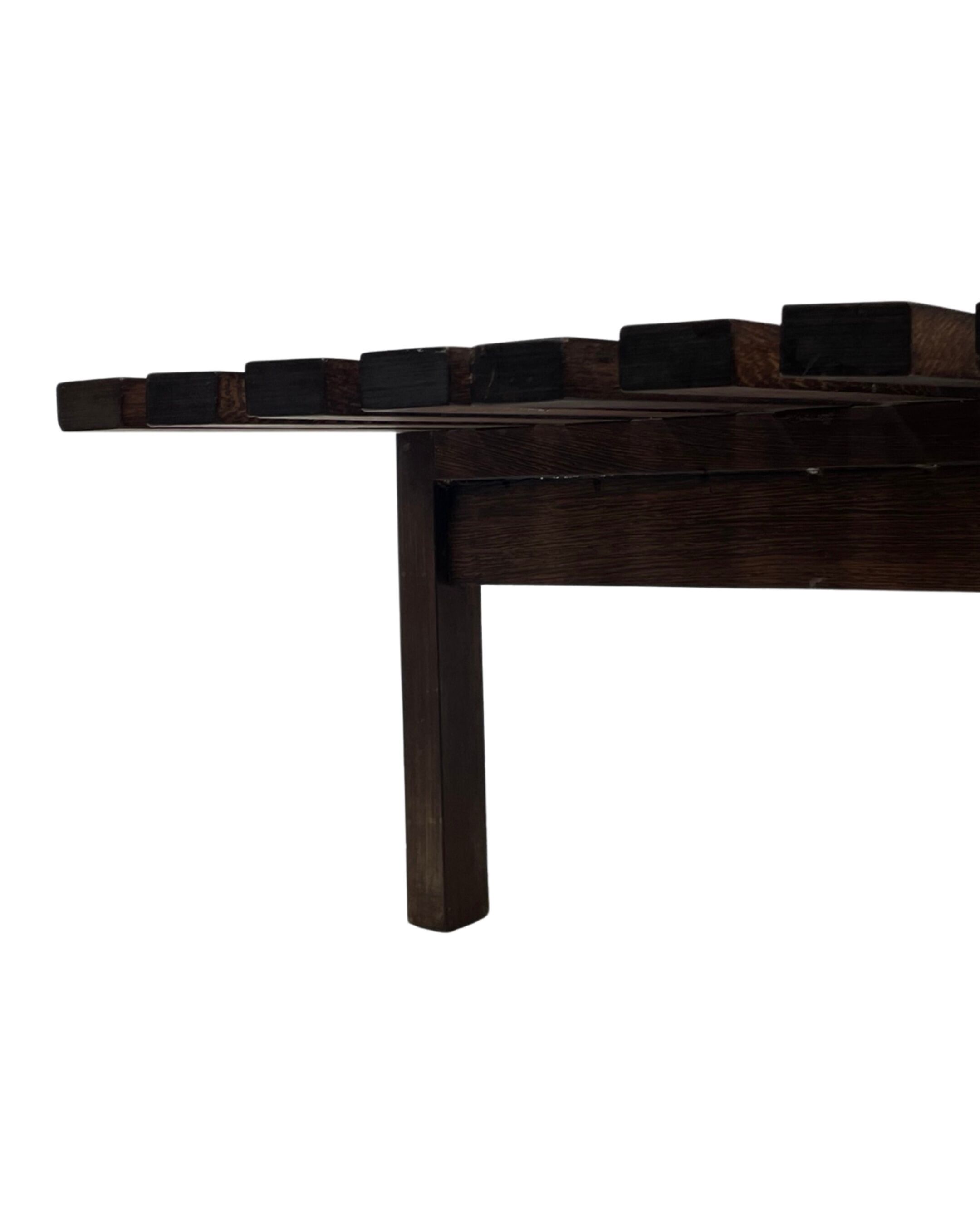 Slatted bench table wenge wood Martin Visser style 60's
